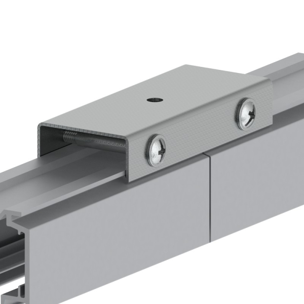 Stoßstellenverbinder Eutrac, Bohrung 5,0mm, mit zwei Feststellschrauben, ohne Gripper, vernickelt