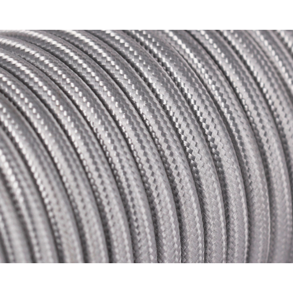 Textilkabel / Stoffkabel 3x0,75 mm² | Rund Standardfarben Silber