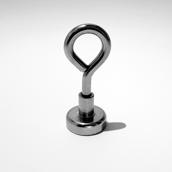Topfmagnet, mit Innengewinde M4, und Öse ø innen 6mm, Haltekraft 6kg