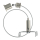 Abhängeset für Stromschienen Ivela (eckige Stromschiene) vernickelt, bestehend aus Deckenbefestiger mit Kappe (DK-002); Drahtseil ø1,5mm, Länge=1500mm, Drahtseilhalter G-15-22, außengreifend