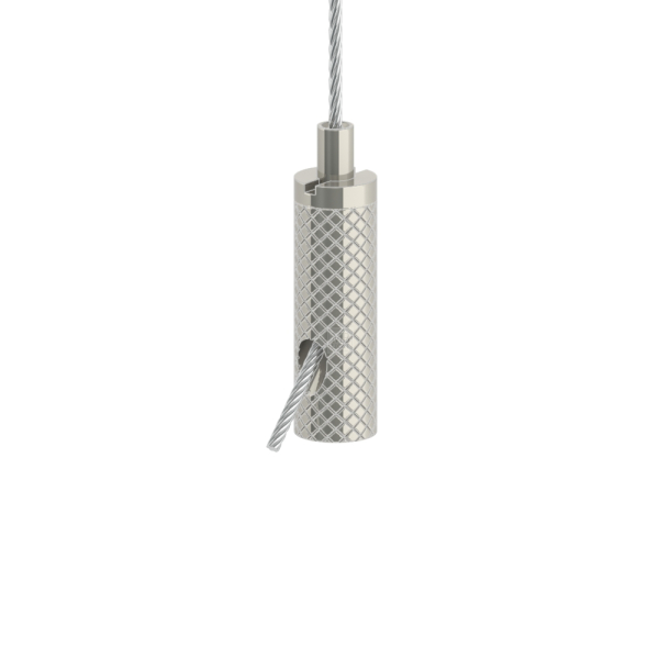 G-15-43 - Drahtseilhalter Gripper 15 SE M5i; gerändelt, vernickelt, max. Seil ø1,5mm