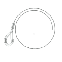 Drahtseil ø2,0mm, 6x7+1SE, 1770 N/mm², mit aufgepresstem Haken mit Aushängesicherung, L=5000mm