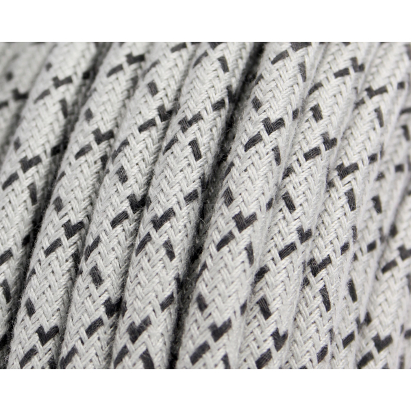 Textilkabel / Stoffkabel 3x0,75 mm² | Rund Raute Lichtgrau Schwarz
