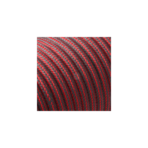 Textilkabel / Stoffkabel 3x0,75 mm² | Rund Gestreift Rot Grau