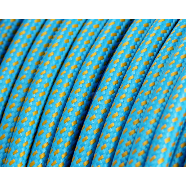 Textilkabel / Stoffkabel 3x0,75 mm² | Rund Elite Turkis Gold