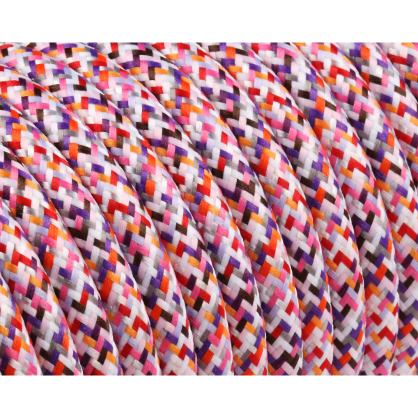 Textilkabel / Stoffkabel 3x0,75 mm² | Rund Mehrfarbig Pixel Pink
