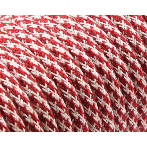 Textilkabel / Stoffkabel 3x0,75 mm² | Rund Abaca Doppelpfeil Leinen Sand Krische