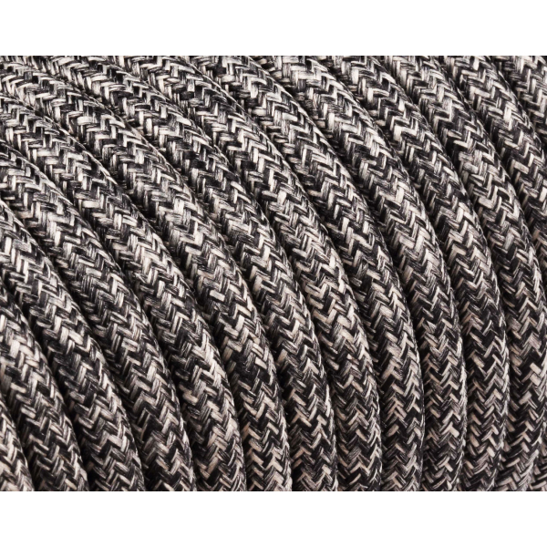 Textilkabel / Stoffkabel 3x0,75 mm² | Rund Natürliche Leine Anthrazit