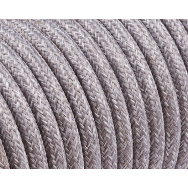 Textilkabel / Stoffkabel 3x0,75 mm² | Rund Natürliche Leine Grau