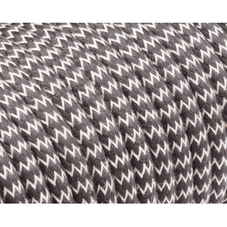 Textilkabel / Stoffkabel 3x0,75 mm | Rund Natrliche ZickZack Wolle Leine Anthrazit