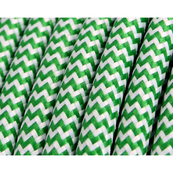 Textilkabel / Stoffkabel 3x0,75 mm² | Rund ZickZack Grün Weiß