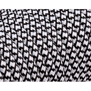 Textilkabel / Stoffkabel 3x0,75 mm | Rund Quadrat ZickZack Schwarz Wei