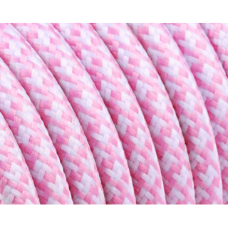 Textilkabel / Stoffkabel 3x0,75 mm | Rund Quadrat ZickZack Pink Wei
