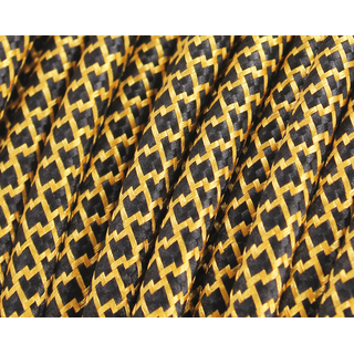 Textilkabel / Stoffkabel 3x0,75 mm | Rund Quadrat ZickZack Gold Schwarz