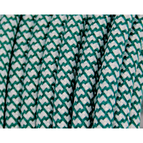 Textilkabel / Stoffkabel 3x0,75 mm² | Rund Abaca Quadrat ZickZack Grün Weiß