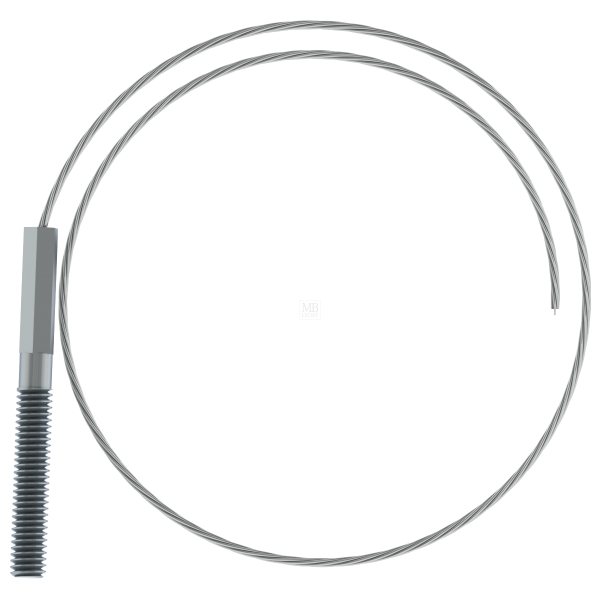 Drahtseil ø 1,5mm, 6x7 + 1 SE, 1770N/mm², mit sechskant-verpresstem Gewindeterminal M6x30, Lg = 1000mm