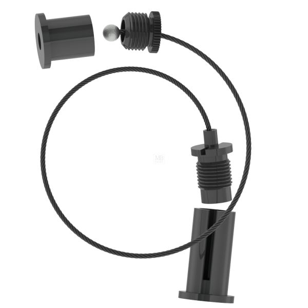 Universalabhängeset, Drahtseil ø1,5mm, L=1500mm; schwarz beschichtet