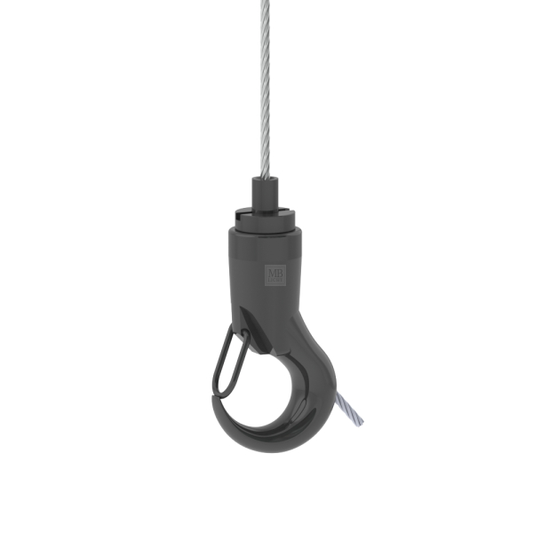 G-15-0301 - Drahtseilhalter Gripper 15 Haken; geschmiedet; mit Aushängesicherung, schwarz beschichtet, max. Seil ø 1,5mm