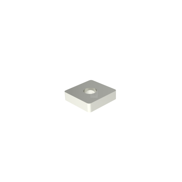 Nutenstein | Gewindeplatte 14x14x3.5mm, M4, Messing vernickelt