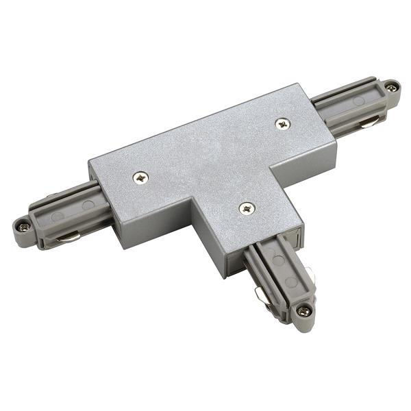 T-Verbinder für 1-Phasen HV-Stromschiene, Aufbauversion silbergrau, Erde rechts