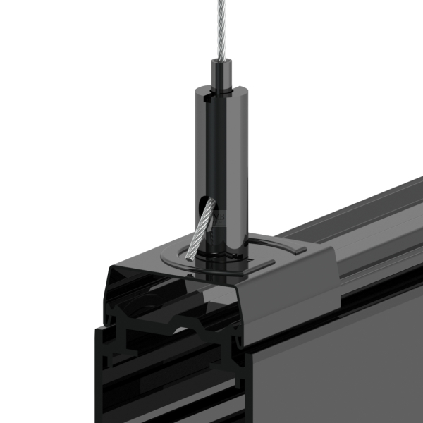 G-15-07 - Drahtseilhalter Gripper 15 mit Stromschienenclip passend für Global-trac; Schwarz; max. Seil Ø1,5mm