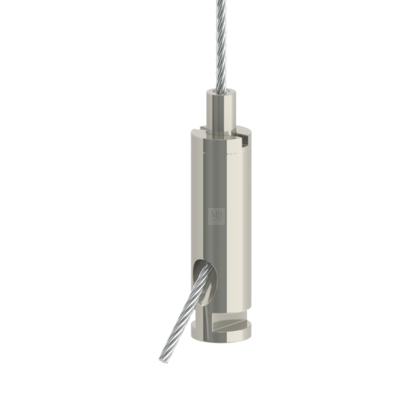 G-20-04 - Drahtseilhalter Gripper 20; SE;  mit Einschnitt für Schienenankoppelung; vernickelt; max. Seil Ø2,0mm