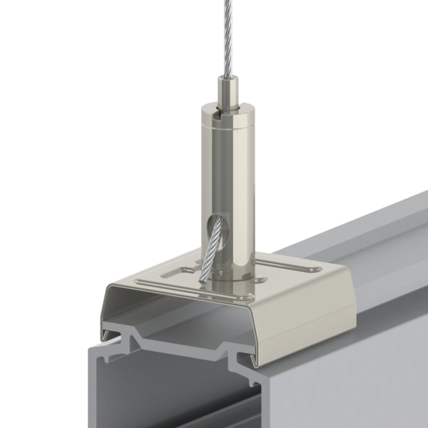 Drahtseilhalter Gripper 15 SE mit Stromschienenclip passend für Eutrac; max. Seil Ø1,5mm