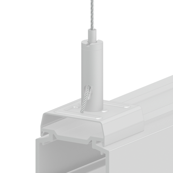G-15-16 - Drahtseilhalter Gripper 15 mit Stromschienenclip passend für Eutrac; SE; M4i;  weiß; max. Seil Ø1,5mm