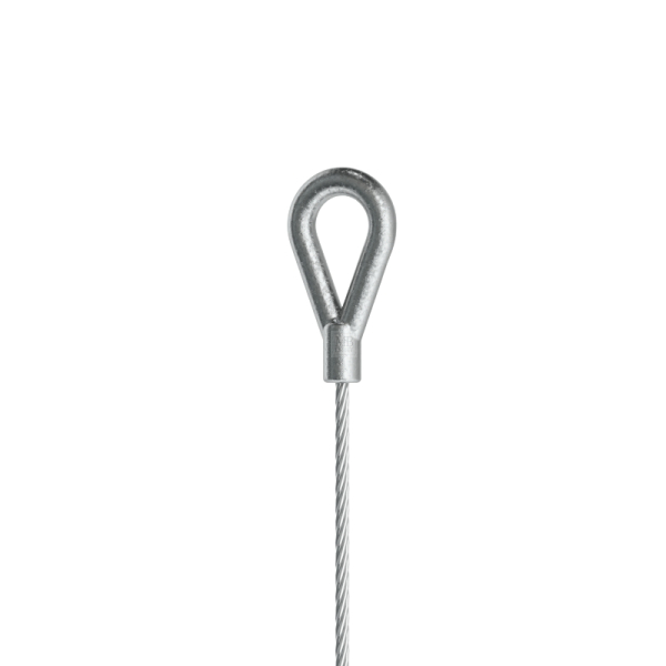 Drahtseil ø 1,5mm, 6x7 + 1 SE, 1770N/mm², mit Zamak-Schlaufe (Zink-Druckguss) (SÖ07), Lg = 3500mm