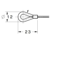 Drahtseil ø 1,5mm, 6x7 + 1 SE, 1770N/mm², mit Zamak-Schlaufe (Zink-Druckguss) (SÖ07), Lg = 3500mm