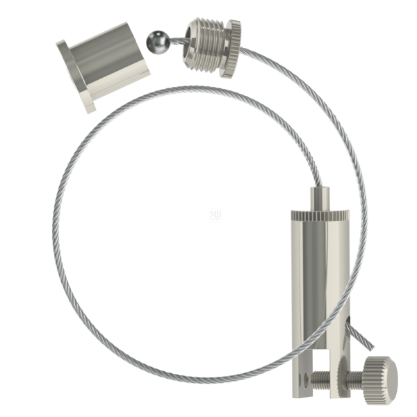 AS-DS6-15 - Abhängeset für Displays bis 6mm Stärke, Drahtseil ø1,5, L=1500mm