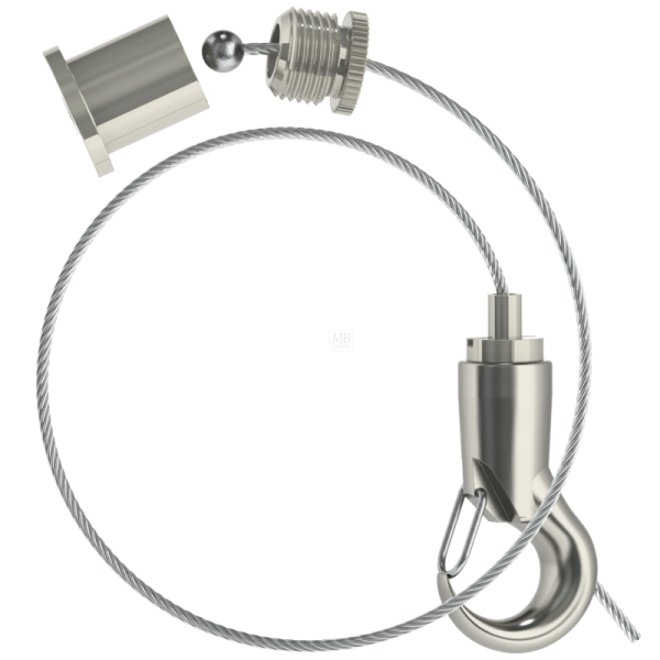 Abhängeset mit Haken-Gripper, Drahtseil ø1,5mm, L = 1500mm