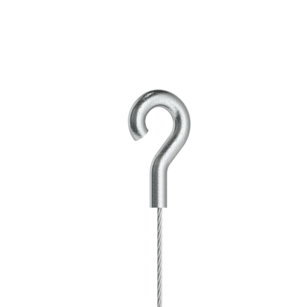 Drahtseil ø 1,2mm, 6x7 + 1 SE, 1770N/mm², mit Haken 25x15x3.4, Lg = 2000mm